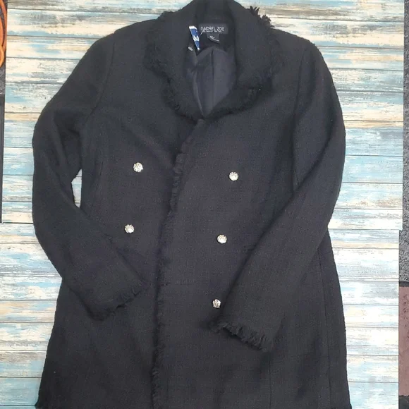 Rachel Zoe Black Double-Breasted Coat - Picture 1 of 8